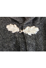 Cloakmakers.com 5681-Heathered Grey Wool Blend Cloak w/ Silver Straight Leaf Clasp