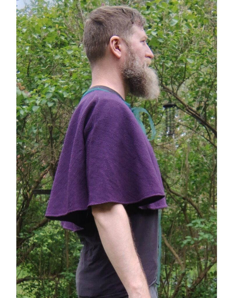 Cloakmakers.com 5683-Washable Purple Wool Blend Short Cloak w/ Bee & Sunflower Embroidery