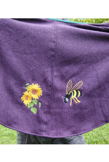 Cloakmakers.com 5683-Washable Purple Wool Blend Short Cloak w/ Bee & Sunflower Embroidery