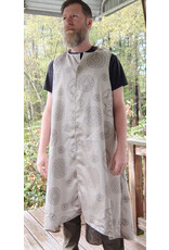 Cloakmakers.com J888-Washable Damask long vest, tan and brown geometric circles