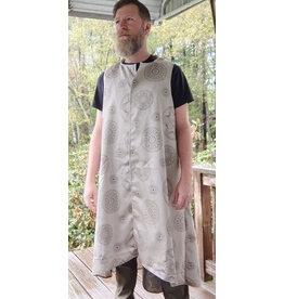 Cloakmakers.com J888-Washable Damask long vest, tan and brown geometric circles