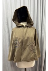 Cloakmakers.com 5684 - Washable Wool Blend Tan Cloak W/ Gear Embroidery and Pockets