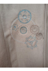 Cloakmakers.com J889-Washable Lightweight Brown Wool Blend Vest w/ Embroidery of Gears
