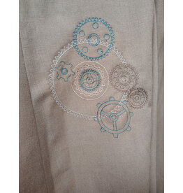 Cloakmakers.com J889-Washable Lightweight Brown Wool Blend Vest w/ Embroidery of Gears