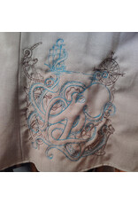 Cloakmakers.com J889-Washable Lightweight Brown Wool Blend Vest w/ Embroidery of Gears