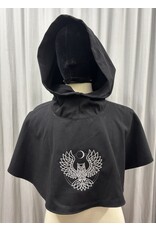 Cloakmakers.com H421 - Washable Black 100% Wool Hooded Cowl W/Owl Embroidery
