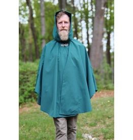 Cloakmakers.com 5688-Washable Green Raincloak w/ Gothic Rose Clasp & Pockets