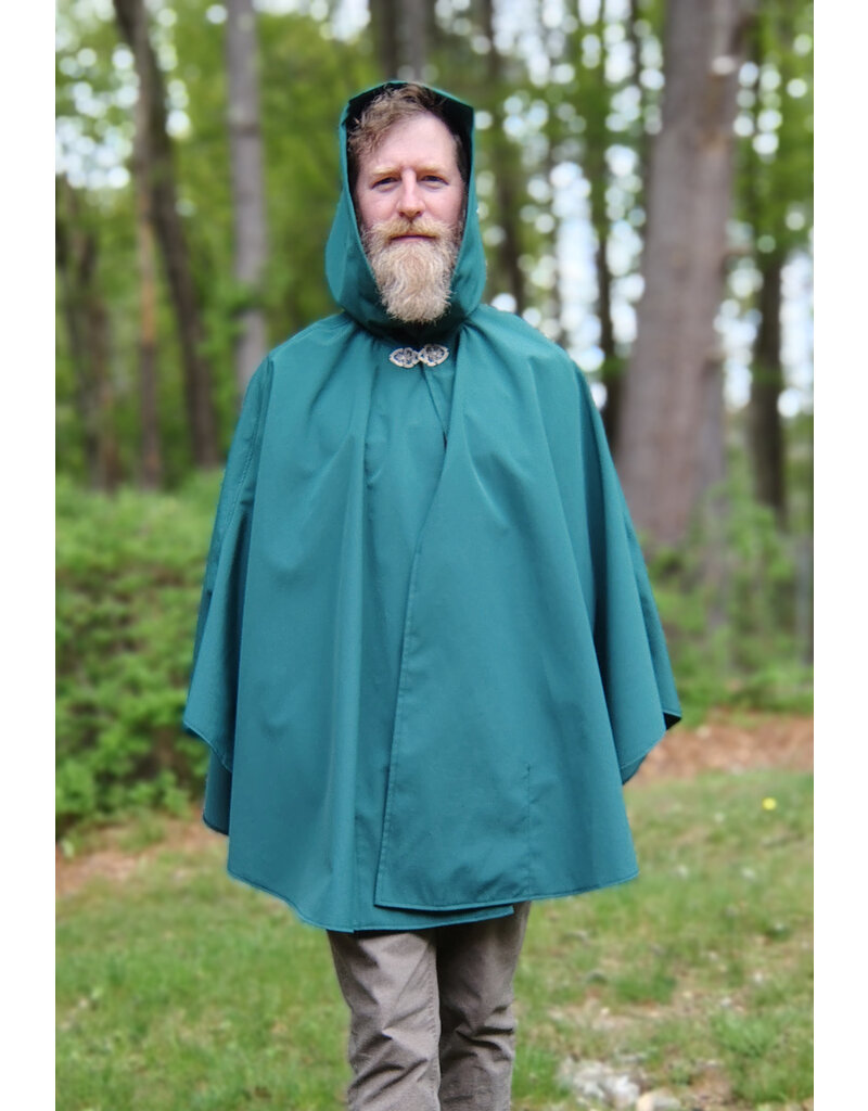 Cloakmakers.com 5688-Washable Green Raincloak w/ Gothic Rose Clasp & Pockets