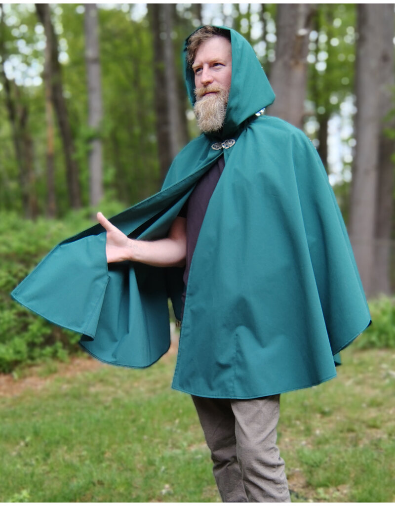 Cloakmakers.com 5688-Washable Green Raincloak w/ Gothic Rose Clasp & Pockets