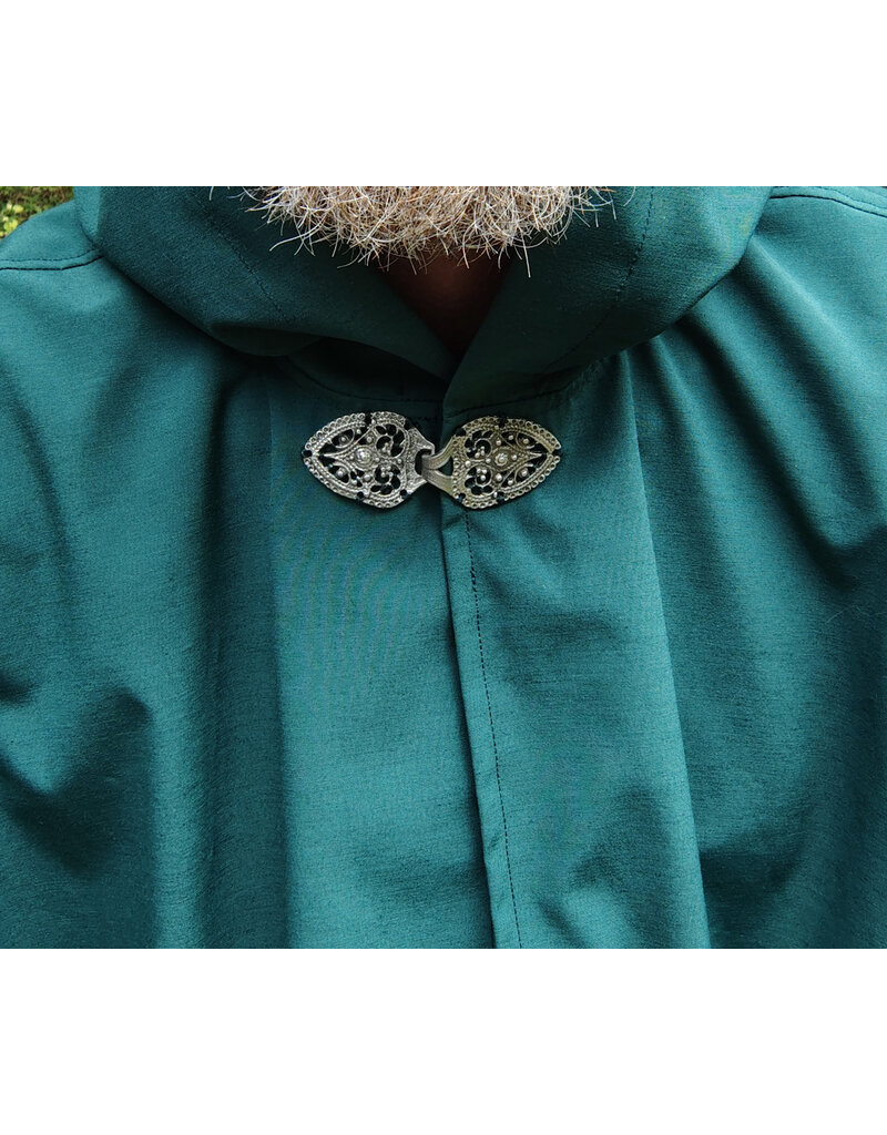 Cloakmakers.com 5688-Washable Green Raincloak w/ Gothic Rose Clasp & Pockets