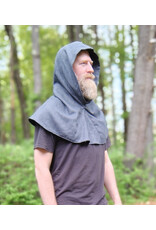 Cloakmakers.com H530-Blue and Grey Wool Blend Hooded Cowl