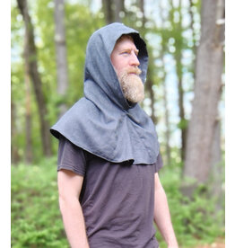 Cloakmakers.com H530-Blue and Grey Wool Blend Hooded Cowl
