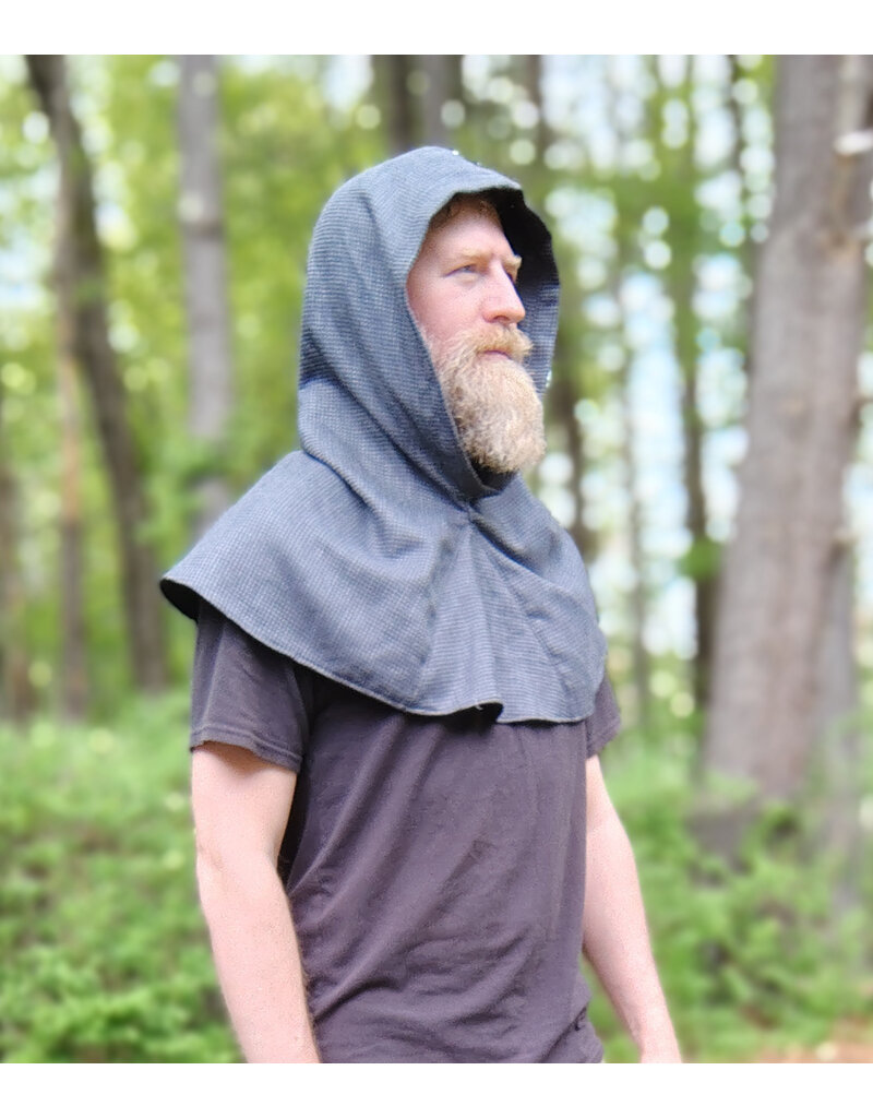 Cloakmakers.com H530-Blue and Grey Wool Blend Hooded Cowl