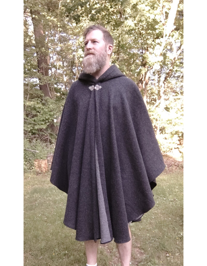 Cloakmakers.com 5691-Grey Wool Blend Cloak w/ Triple Medallion Clasp