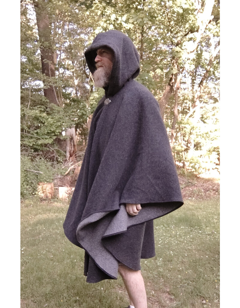 Cloakmakers.com 5691-Grey Wool Blend Cloak w/ Triple Medallion Clasp