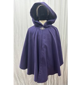 Cloakmakers.com 5478 - Purple Ruana Cloak w/ Black Velvet Hood Lining, Pockets