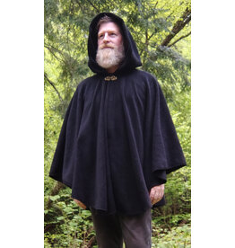 Cloakmakers.com 5692-Washable Black Fleece Ruana Cloak w/ Bronze Tone Clasp