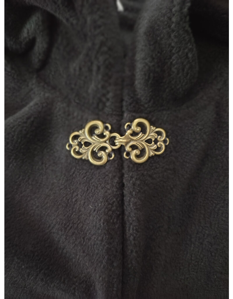 Cloakmakers.com 5692-Washable Black Fleece Ruana Cloak w/ Bronze Tone Clasp