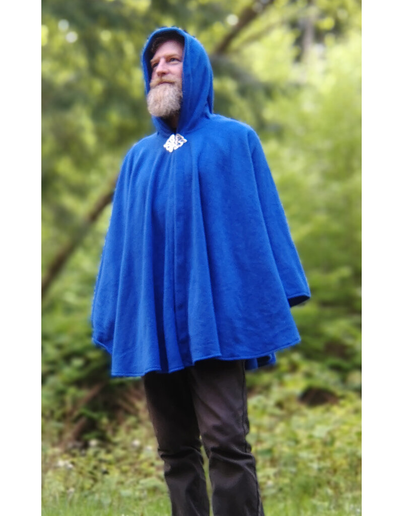 Cloakmakers.com 5693-Washable Blue Fleece Cloak w/ Celtic Clasp