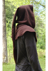 Cloakmakers.com H533-Washable Brown Fleece Hooded Cowl w/ Long Liripipe