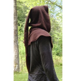 Cloakmakers.com H533-Washable Brown Fleece Hooded Cowl w/ Long Liripipe