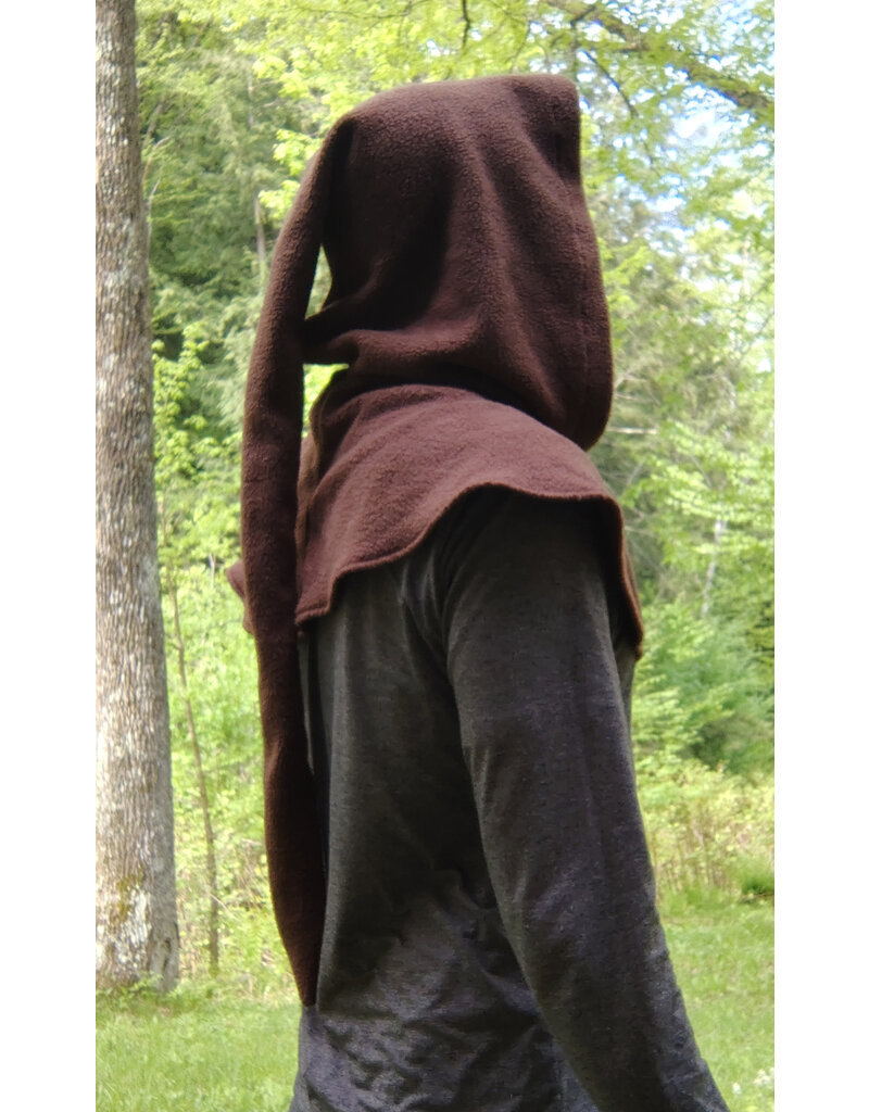 Cloakmakers.com H533-Washable Brown Fleece Hooded Cowl w/ Long Liripipe