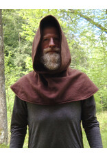 Cloakmakers.com H533-Washable Brown Fleece Hooded Cowl w/ Long Liripipe