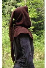 Cloakmakers.com H533-Washable Brown Fleece Hooded Cowl w/ Long Liripipe