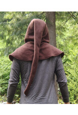 Cloakmakers.com H533-Washable Brown Fleece Hooded Cowl w/ Long Liripipe