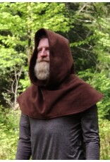Cloakmakers.com H533-Washable Brown Fleece Hooded Cowl w/ Long Liripipe