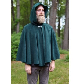 Cloakmakers.com 5695-Washable Dark Teal Fleece Cloak w/ Square Celtic Knot Clasp