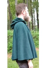 Cloakmakers.com 5695-Washable Forest Green Fleece Cloak w/ Owl Emboidery and Square Celtic Knot Clasp