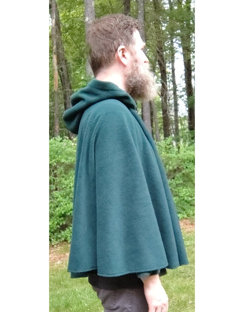 Cloakmakers.com 5695-Washable Forest Green Fleece Cloak w/ Owl Emboidery and Square Celtic Knot Clasp
