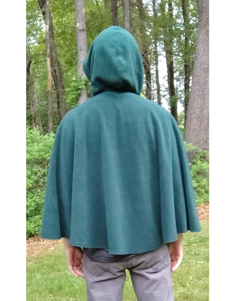 Cloakmakers.com 5695-Washable Forest Green Fleece Cloak w/ Owl Emboidery and Square Celtic Knot Clasp