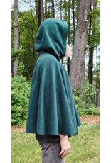 Cloakmakers.com 5695-Washable Forest Green Fleece Cloak w/ Owl Emboidery and Square Celtic Knot Clasp
