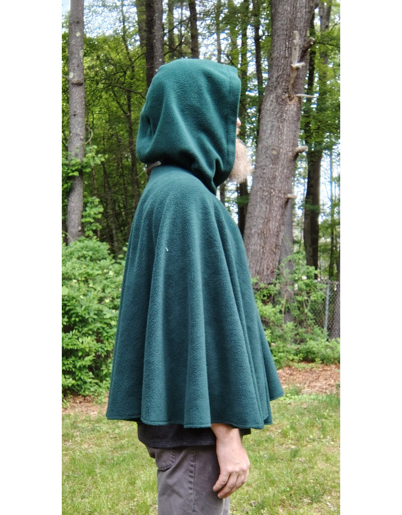 Cloakmakers.com 5695-Washable Forest Green Fleece Cloak w/ Owl Emboidery and Square Celtic Knot Clasp