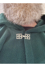 Cloakmakers.com 5695-Washable Forest Green Fleece Cloak w/ Owl Emboidery and Square Celtic Knot Clasp
