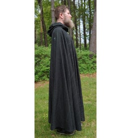 Cloakmakers.com 5697-Washable Wool Ranger Cloak w/ Black Velvet Hood Lining & Gothic Rose Clasp