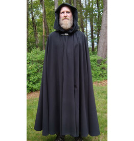 Cloakmakers.com 5699-Washable Almost Black WindPro Fleece Cloak w/ Gothic Rose Clasp