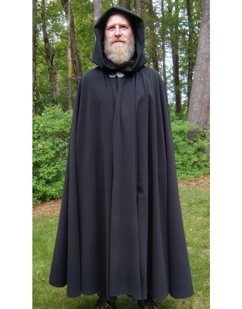 Cloakmakers.com 5699-Washable Almost Black WindPro Fleece Cloak w/ Gothic Rose Clasp