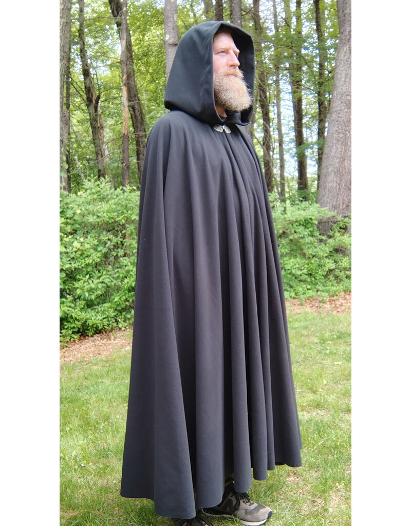 Cloakmakers.com 5699-Washable Almost Black WindPro Fleece Cloak w/ Gothic Rose Clasp