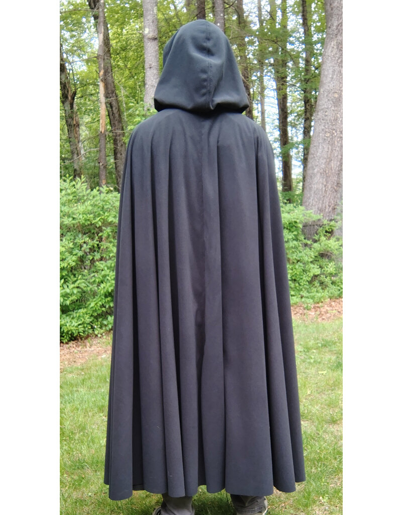 Cloakmakers.com 5699-Washable Almost Black WindPro Fleece Cloak w/ Gothic Rose Clasp