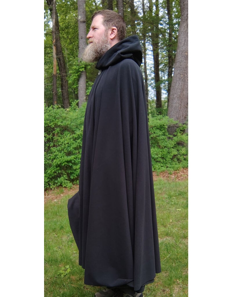 Cloakmakers.com 5699-Washable Almost Black WindPro Fleece Cloak w/ Gothic Rose Clasp