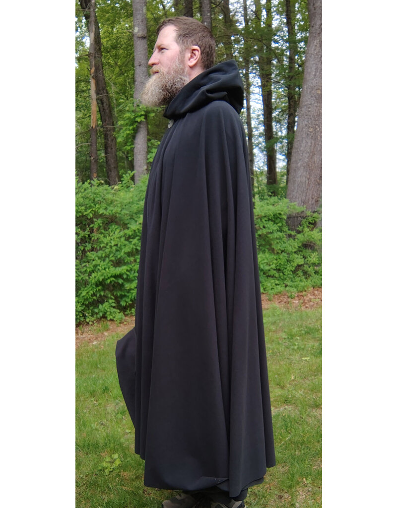 Cloakmakers.com 5699-Washable Black WindPro Fleece Cloak w/ Gothic Rose Clasp