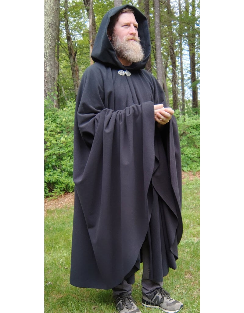 Cloakmakers.com 5699-Washable Almost Black WindPro Fleece Cloak w/ Gothic Rose Clasp