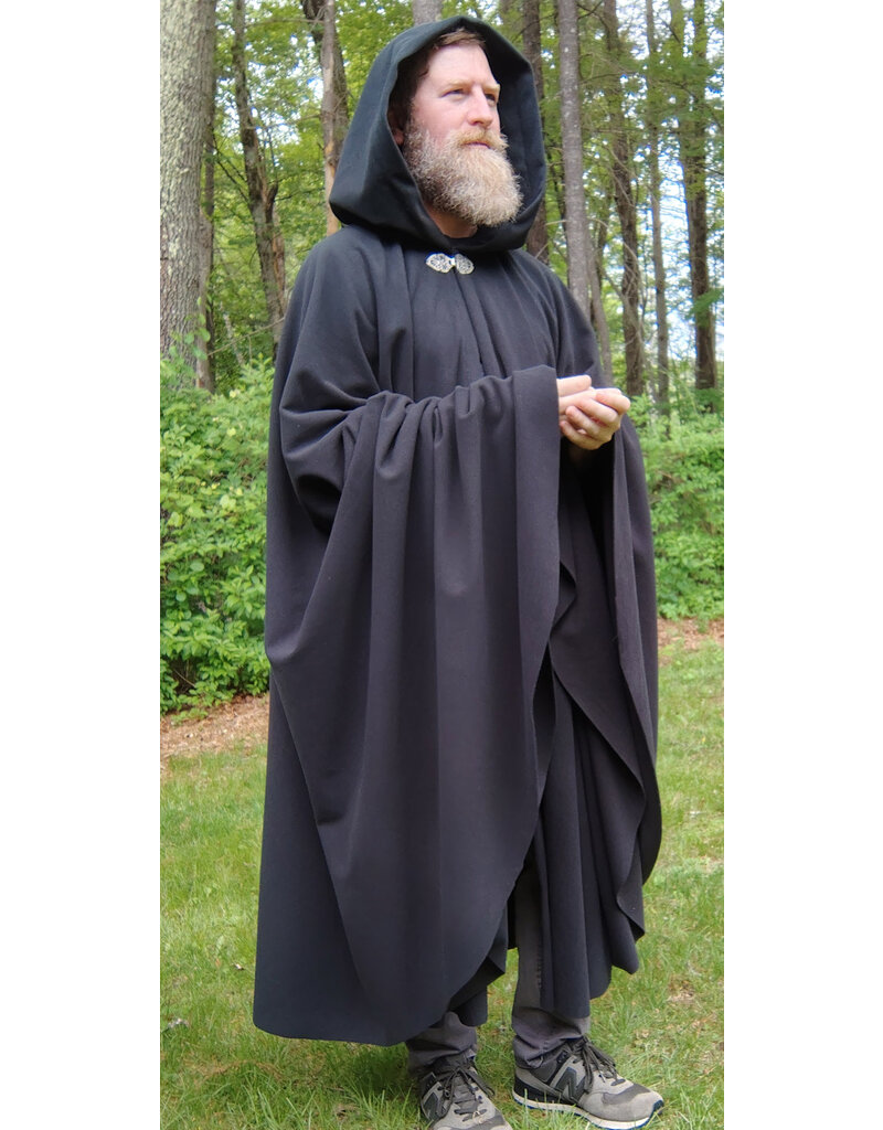 Cloakmakers.com 5699-Washable Black WindPro Fleece Cloak w/ Gothic Rose Clasp