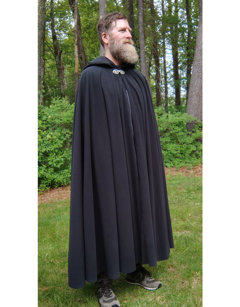 Cloakmakers.com 5699-Washable Almost Black WindPro Fleece Cloak w/ Gothic Rose Clasp