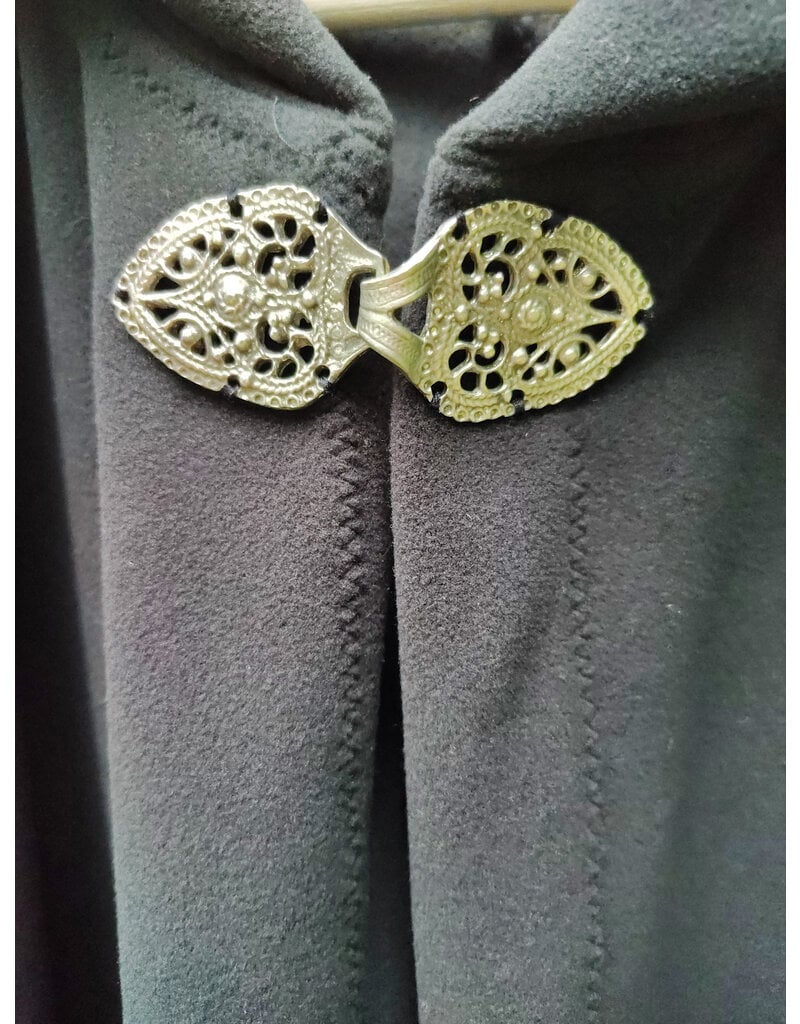 Cloakmakers.com 5699-Washable Almost Black WindPro Fleece Cloak w/ Gothic Rose Clasp