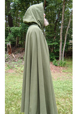 Cloakmakers.com 5703-Washable Green Wool Cloak w/ Green Velveteen Hood Lining & Multi-Leaf Clasp