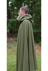 Cloakmakers.com 5703-Washable Green Wool Cloak w/ Green Velveteen Hood Lining & Multi-Leaf Clasp